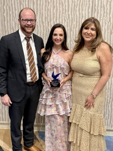 Madison Lengel with TYLA Past Chair Dave Hagan and Immediate Past President Alyson Martinez.